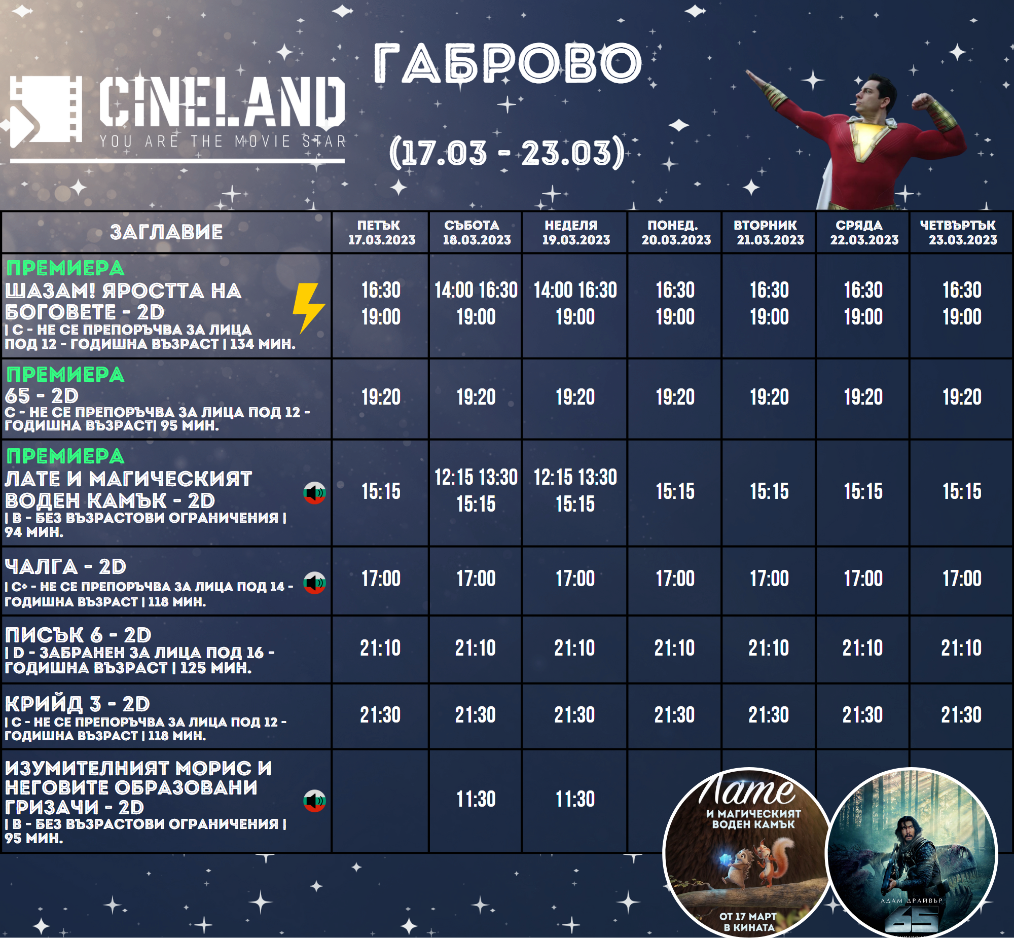CineLand Габрово: Кино програма за периода 17-23 март 2023